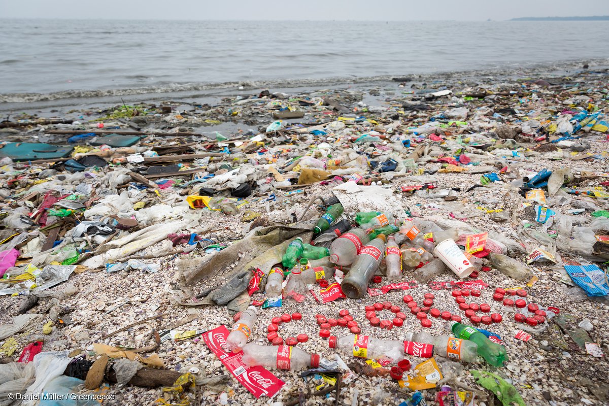 Plastic bottles on the beach 